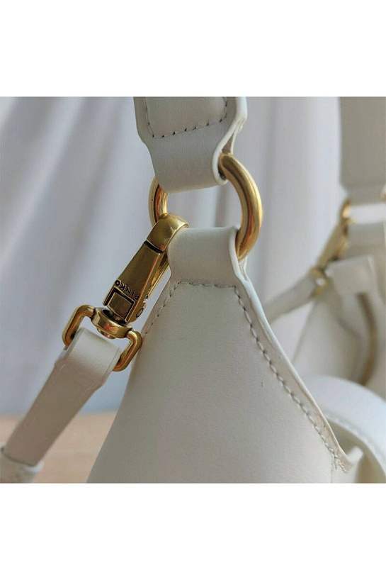 Кожаная сумка Mini Brioche Hobo 22x13.5 см - White