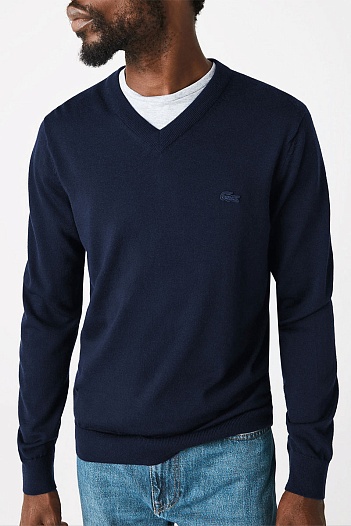 Джемпер тёмно-синего цвета Lacoste V-Neck   