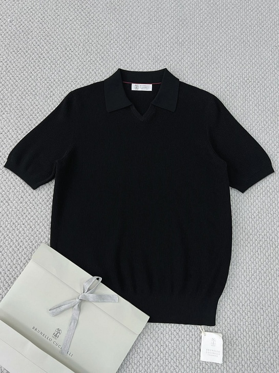 Мужское чёрное поло Brunello Cucinelli Premium