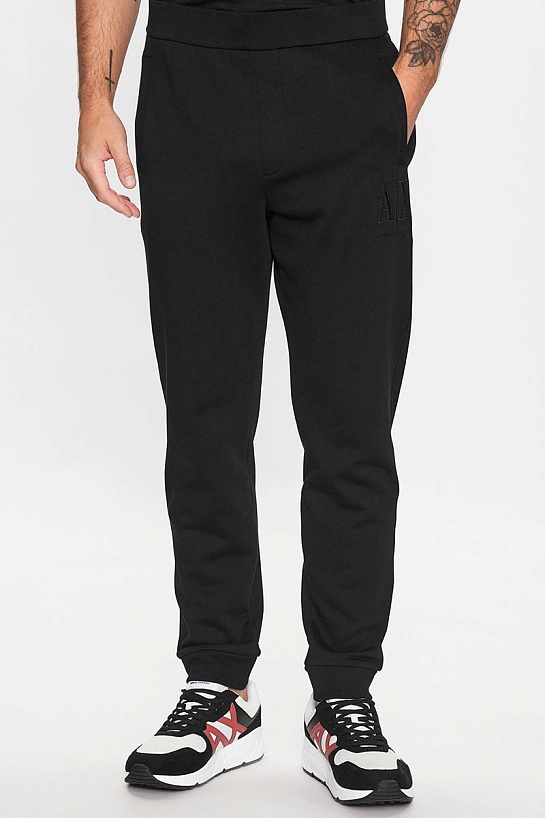 Чёрные спортивные штаны Armani Exchange black embroidery