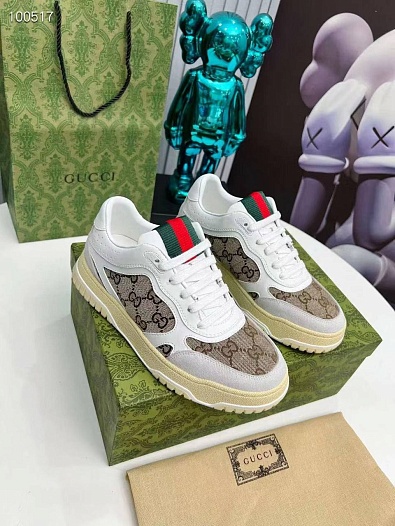 Женские кроссовки Gucci Re-Web - White / Brown   