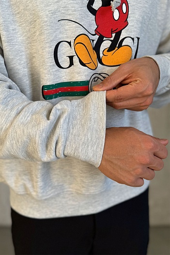 Серое оверсайз худи Gucci Disney "Mickey Mouse"   