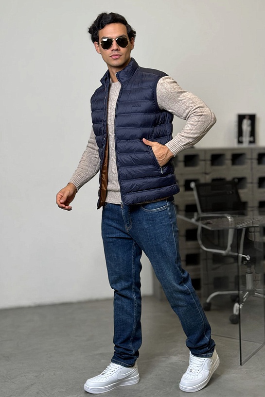 Мужской тёмно-синий жилет Zegna