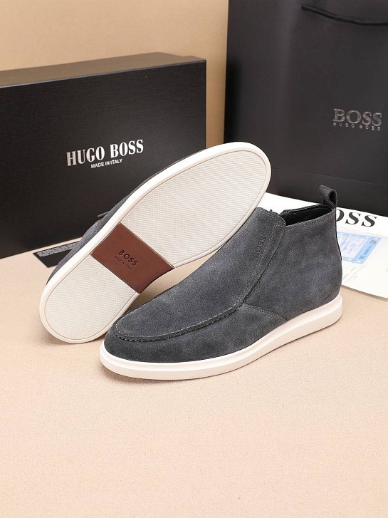 Замшевые лоферы с мехом Hugo Boss high-top - Grey