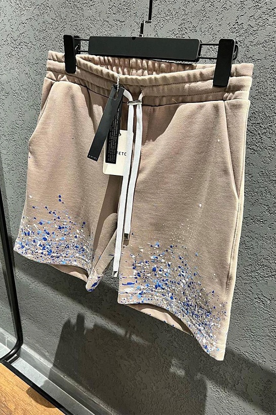 Мужские бежевые шорты Amiri paint splatter