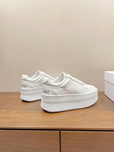 Женские кожаные кроссовки на платформе Celine   