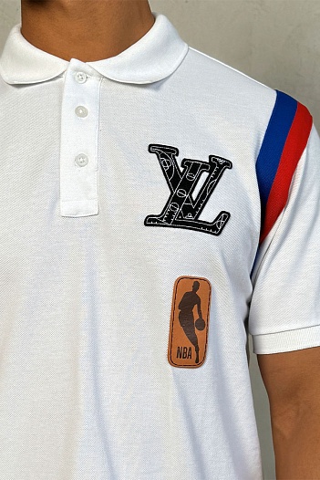 Мужское поло белого цвета Louis Vuitton logo-print   