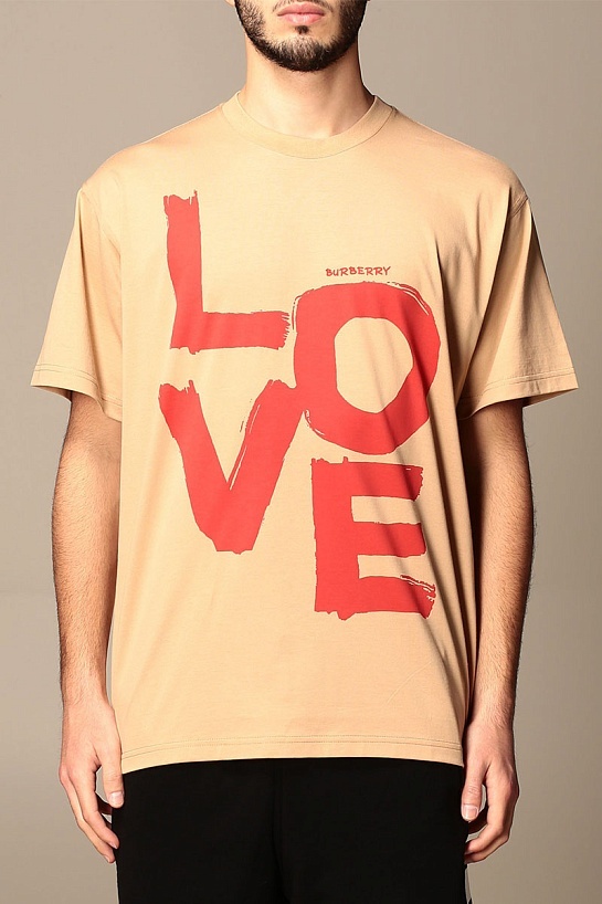 Футболка бежевого цвета Burberry love print