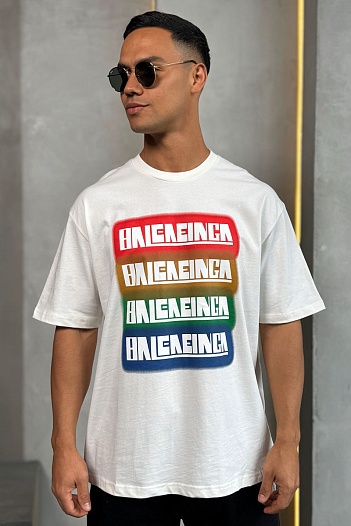 Белая оверсайз футболка Balenciaga logo print   