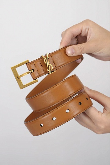 Кожаный ремень Yves Saint Laurent (ширина 3 см, длина 80 / 85 см)   