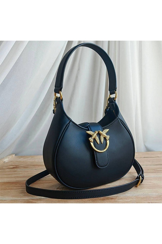 Кожаная сумка Mini Brioche Hobo 22x13.5 см - Black