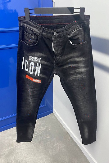 Мужские чёрные джинсы Dsquared2 x Ibrahimovic "ICON"   