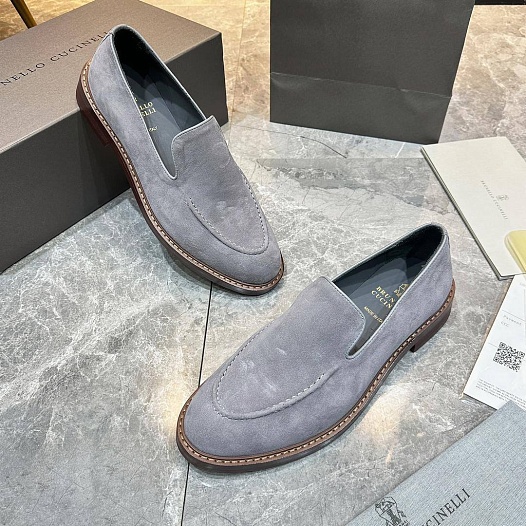 Замшевые лоферы Brunello Cucinelli - Grey   