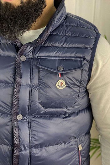 Мужской жилет тёмно-синего цвета Moncler logo-patch   