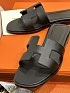 Женские кожаные шлёпанцы Hermes Premium - Black