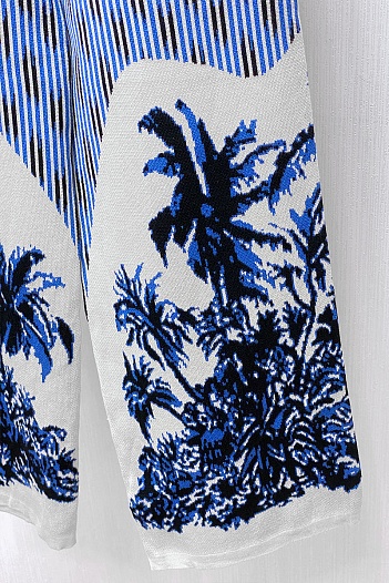 Классические женские штаны Dior "Palms" - White / Blue   