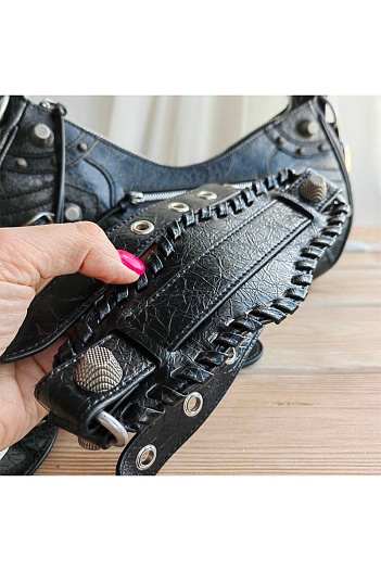 Кожаная сумка Balenciaga Le Cagole Small - Black 40x16 см   