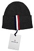 Брендовая шапка Moncler тёмно-серого цвета