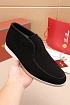 Замшевые лоферы с мехом Loro Piana Open Walk - Black