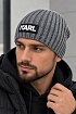 Мужская шапка серого цвета Karl Lagerfeld logo-patch