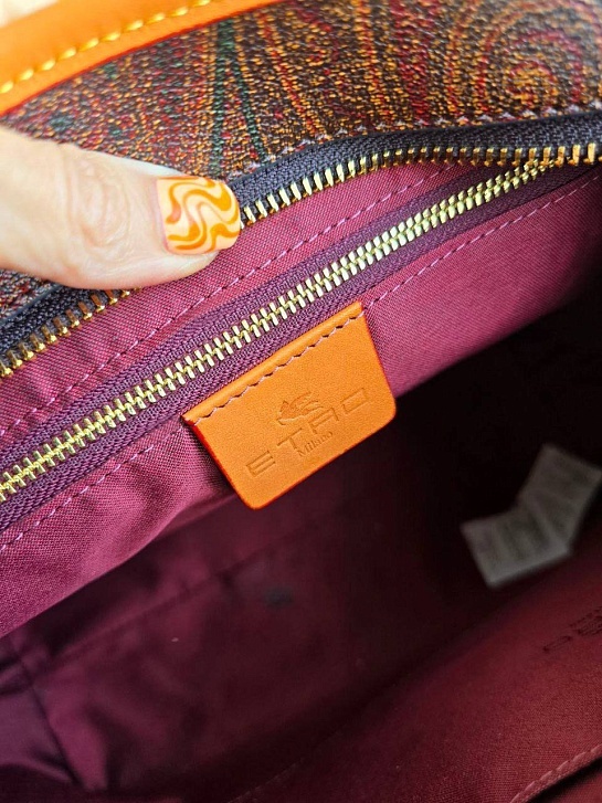 Кожаная сумка Etro с узором пейсли 29x26 см