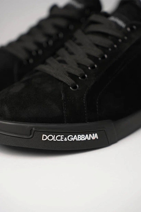 Замшевые кроссовки с мехом Dolce & Gabbana Portofino