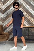 Мужская тёмно-синяя футболка Zegna logo-embroidered