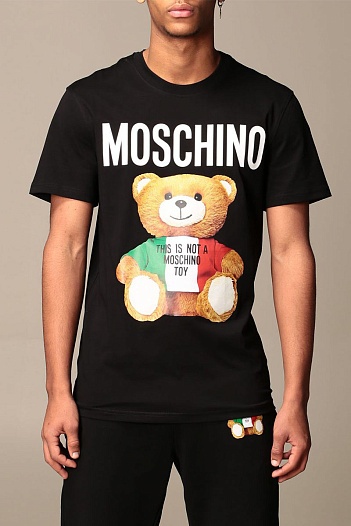 Мужская чёрная футболка Moschino Couture Bear Toy   