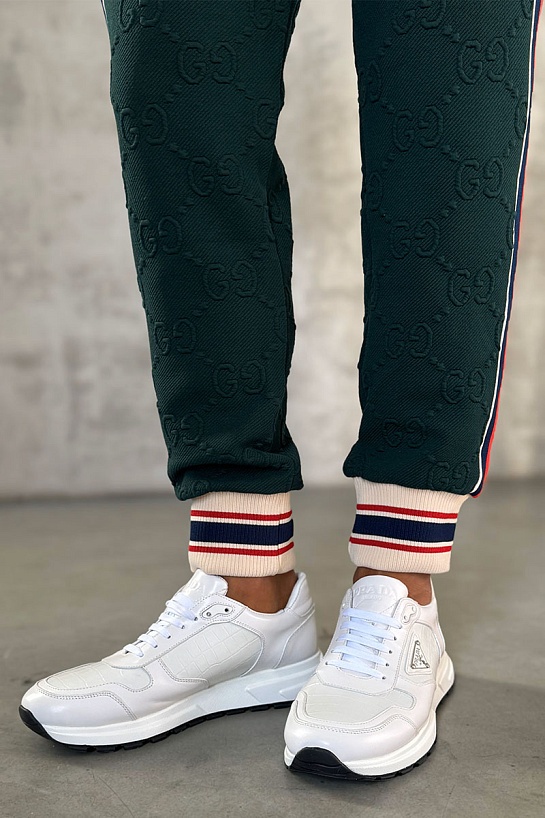 Зелёные спортивные штаны Gucci GG jacquard