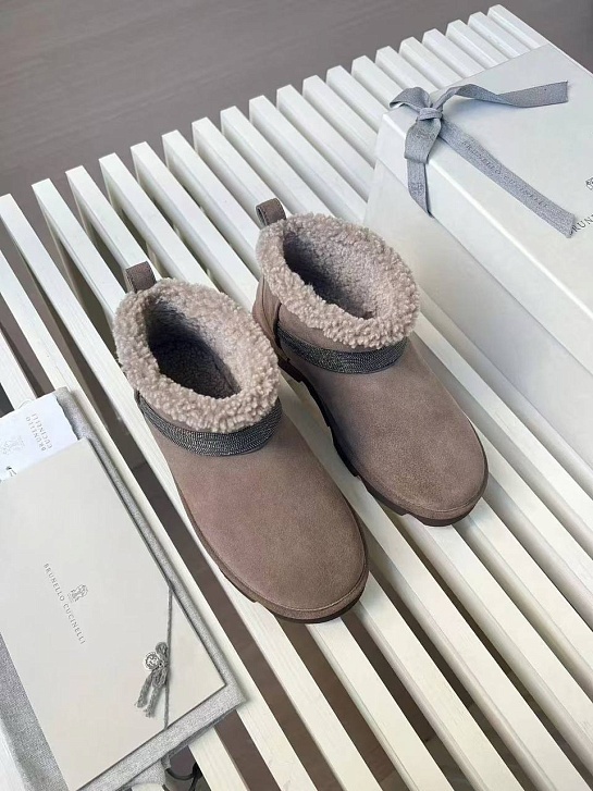 Женские замшевые угги с мехом Brunello Cucinelli Premium - Brown