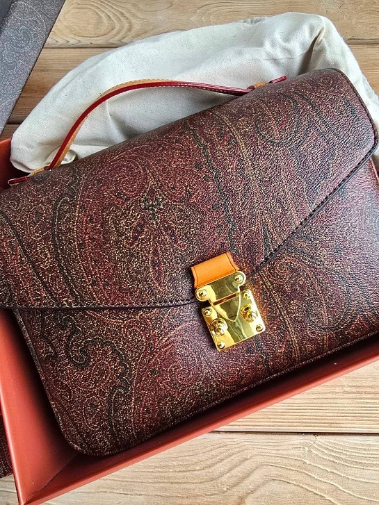 Кожаная сумка Etro с узором пейсли 24x17 см