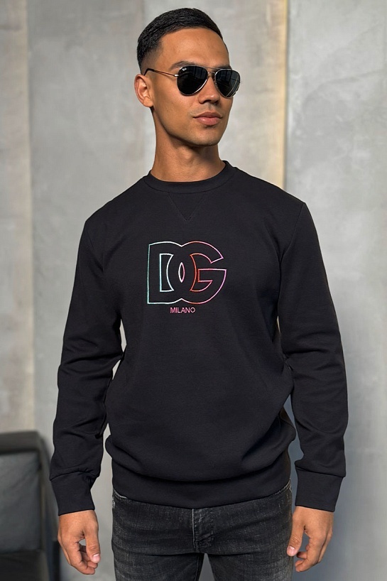 Чёрный мужской свитшот Dolce&Gabbana multicolor logo