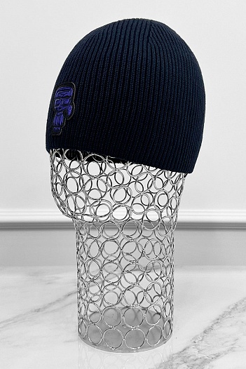 Мужская шапка тёмно-синего цвета Karl Lagerfeld logo-patch   