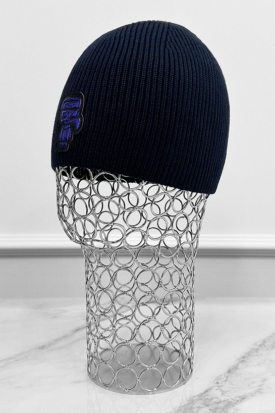 Мужская шапка тёмно-синего цвета Karl Lagerfeld logo-patch