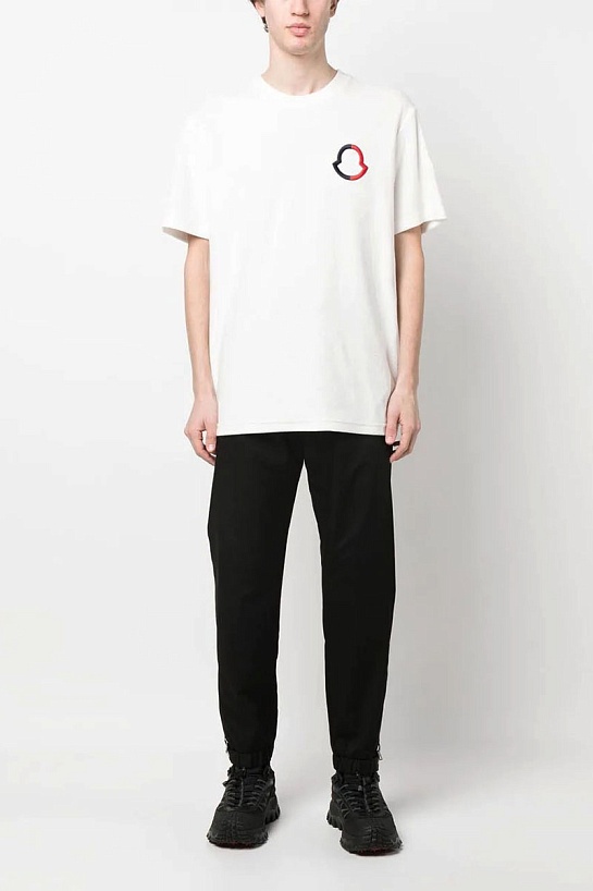 Футболка белого цвета Moncler logo-embroidered