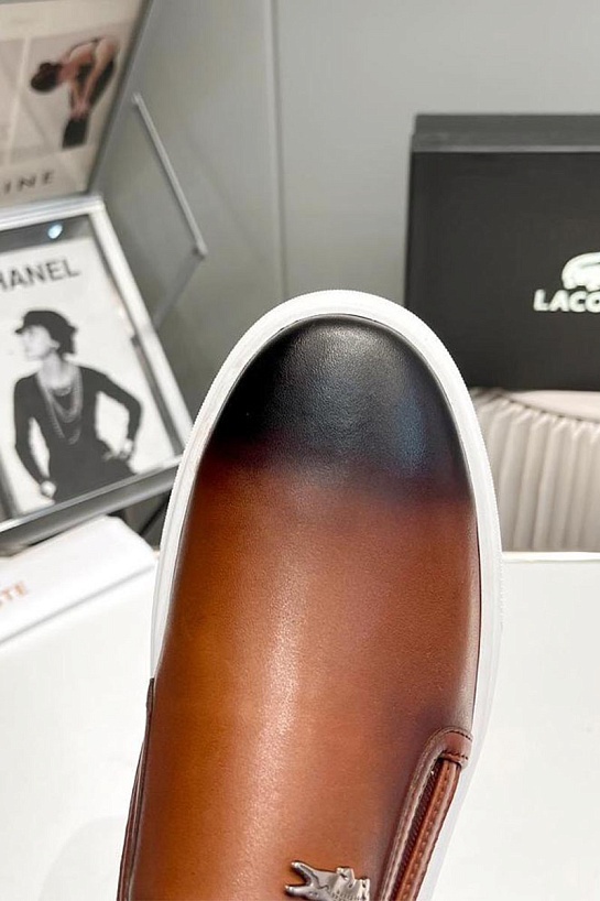 Кожаные слипоны Lacoste logo-plaque - Brown