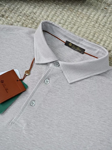 Мужское светло-серое поло Loro Piana premium   
