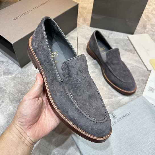 Замшевые лоферы Brunello Cucinelli - Dark Grey