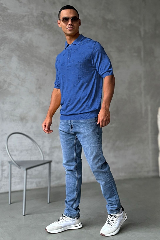 Мужское поло Dolce & Gabbana monogram all-over - Blue