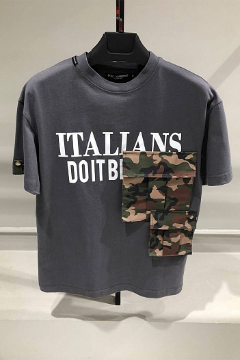 Серая оверсайз футболка Dolce&Gabbana Italians Do It Better   