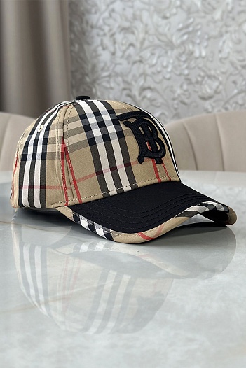 Мужская бейсболка Burberry TB logo - Beige / Black   