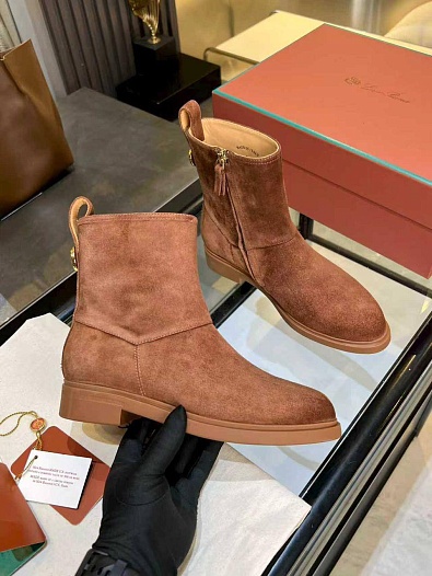 Женские замшевые сапоги Loro Piana premium - Brown   