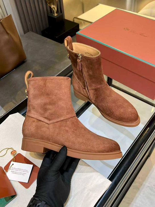 Женские замшевые сапоги Loro Piana premium - Brown