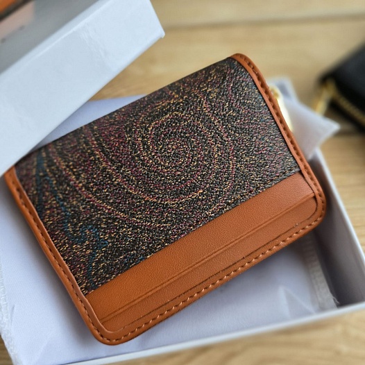 Кожаный кошелёк Etro с узором пейсли 11x8 см   