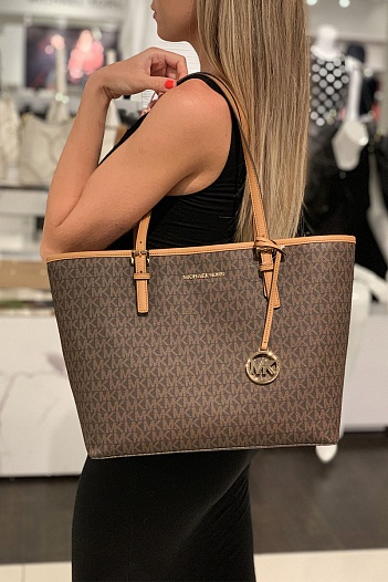 Кожаная сумка Michael Kors Jet Set Travel monogram 41x26 см (2 расцветки)   