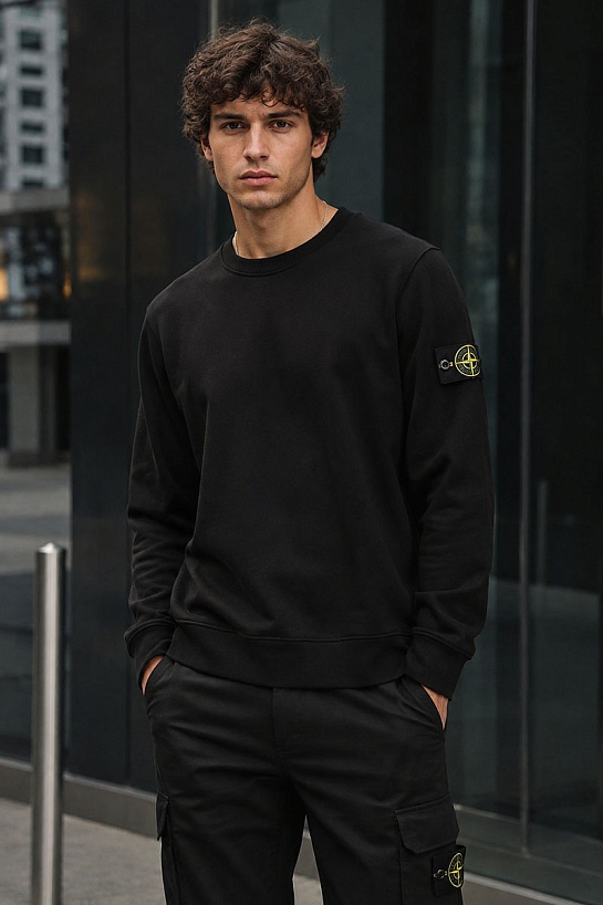Свитшот чёрного цвета Stone Island compass-patch