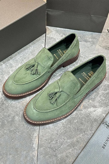 Замшевые лоферы Brunello Cucinelli tassels - Green   