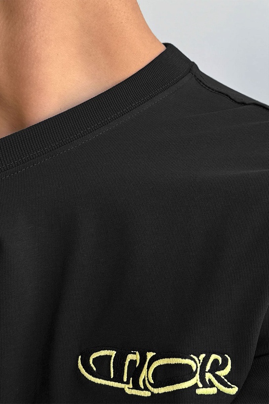 Мужская чёрная футболка Dior x Lewis Hamilton