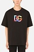 Чёрная оверсайз футболка Dolce&Gabbana multi-colored logo