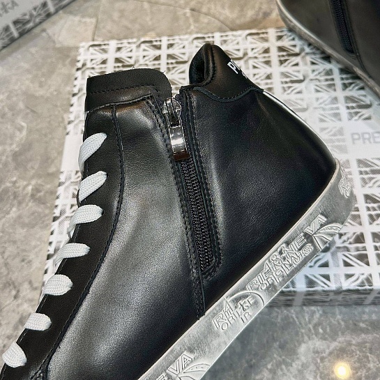 Кожаные кроссовки с мехом Premiata high-top - Black